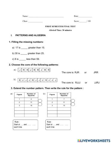 G5-S1 MATH Test -2021-2022