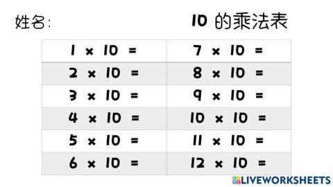 Multiplications 10