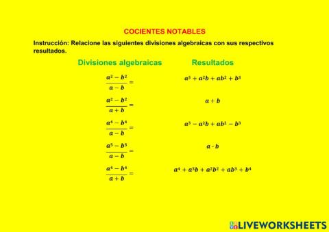 Cocientes Notables