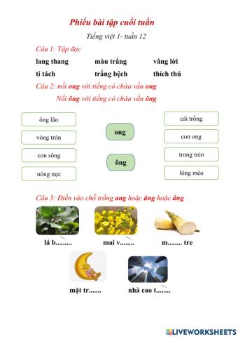 Tiếng việt 1 tuần 12