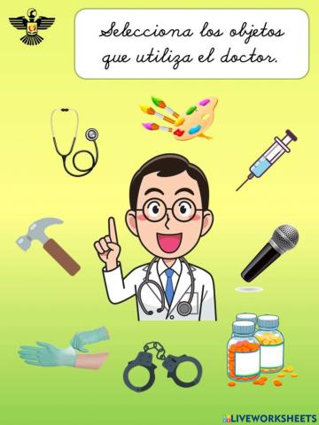 Selecciona los objetos que utiliza el doctor.