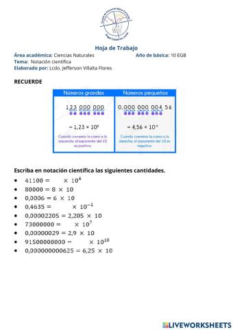 Notación científica 10EGB EBAC