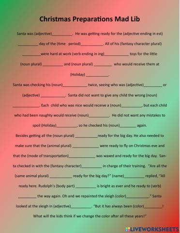 Christmas Mad Libs