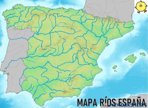 Mapa Ríos de España y Afluentes (Difícil)