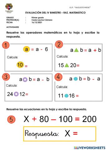 Evaluación iv bimestre rm