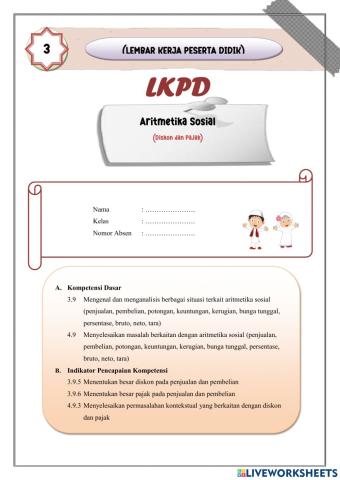 E-LKPD 3 ARITMETIKA SOSIAL (DISKON DAN PAJAK)