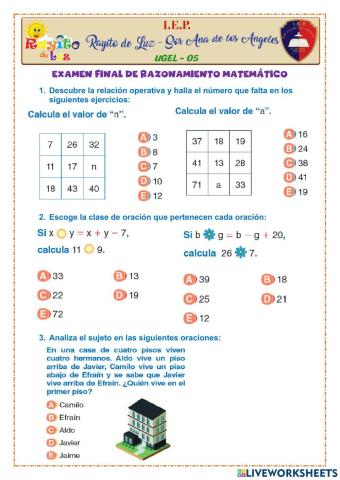 Examen de Razonamiento Matematico