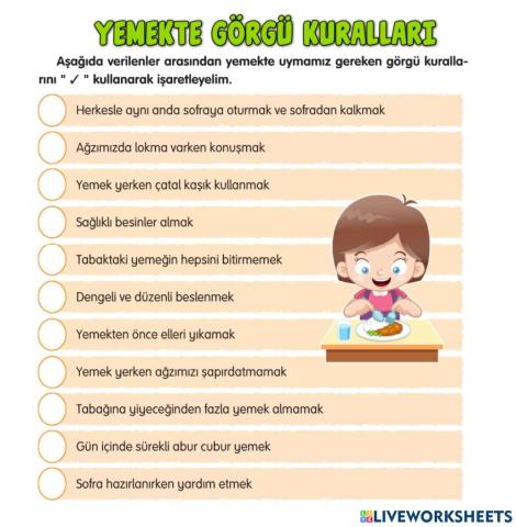 Yemekte Görgü Kuralları