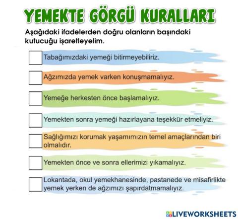 Yemekte Görgü Kuralları