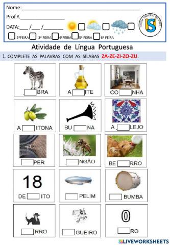 Linguagem-familia silabica do za-ze-zi-zo-zu.