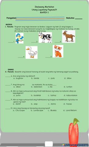 1st Summative Test-Q2 in MAPEH Part 1