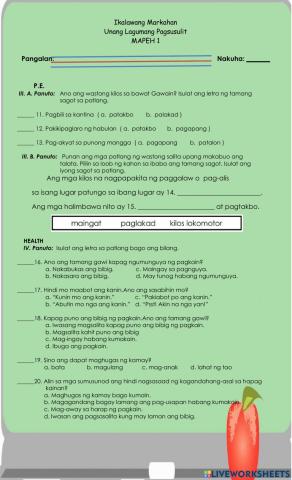 1st Summative Test-Q2 in MAPEH Part 2