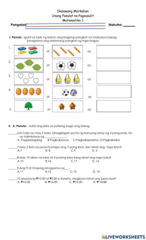 1st Summative Test-Q2 in Mathematics Part 1