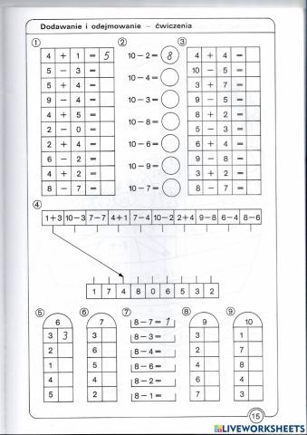 Dodawanie i odejmowanie w zakresie 10