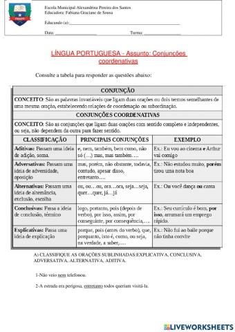 Conjunções coordenativas