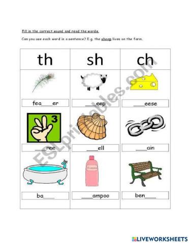 Diphthongs worksheet