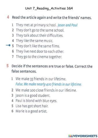 Unit 7: Reading-Parts 4&5