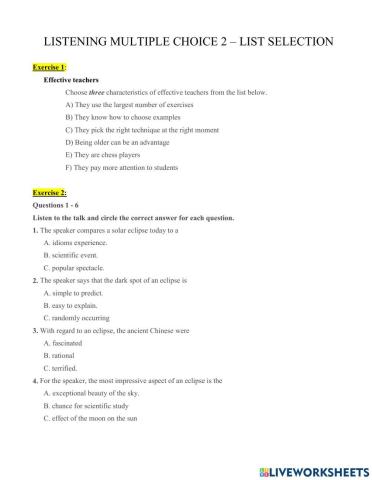 IELTS Listening Multiple Choice 2