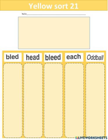 Words Their Way yellow book sort 21