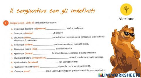 Congiuntivo con indefiniti