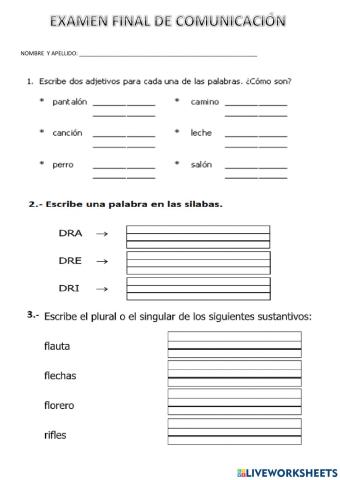 Examen de comunicación