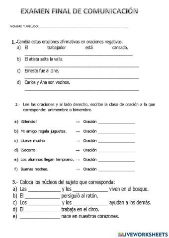 Examen de comunicacion