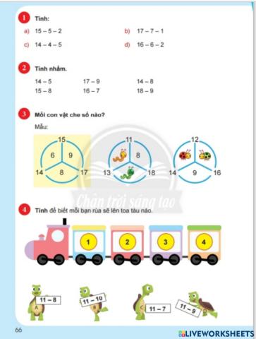 Toán-Tuần 8-14,15,16,17,18 trừ đi một số