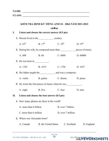 Thi thử listening ta 10-hki-nh 21-22