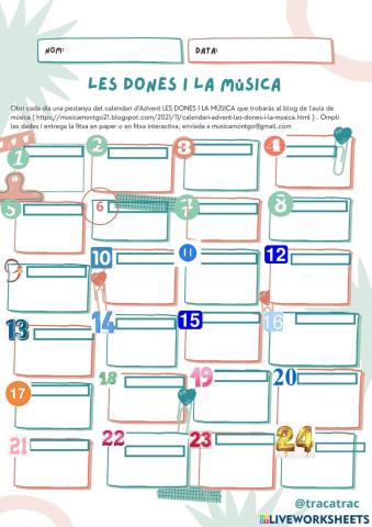 Les dones i la música CALENDARI D'ADVENT