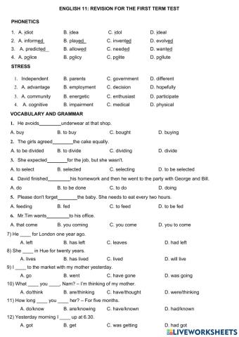 E11. revision for the 1st term test (part 3)