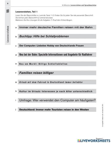 Lesen und Sprachbausteine B1 Telc