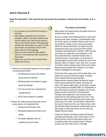 Mindset 2 - Reading - Unit 2 Ex8