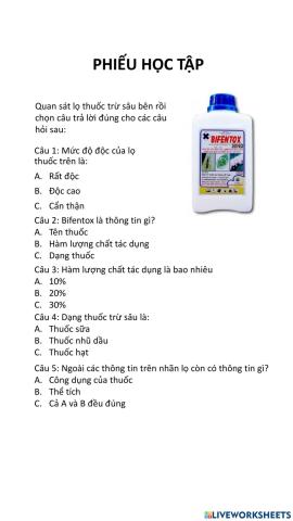 Phiếu học tập Công nghệ 7