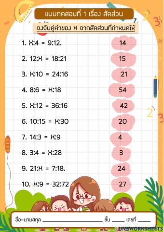 แบบทดสอบที่ 1 สัดส่วน1