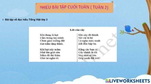 Phiếu bài tập cuối tuần ( tuần 2 )