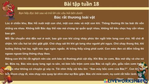 Phiếu bài tập cuối tuần (tuần 18)