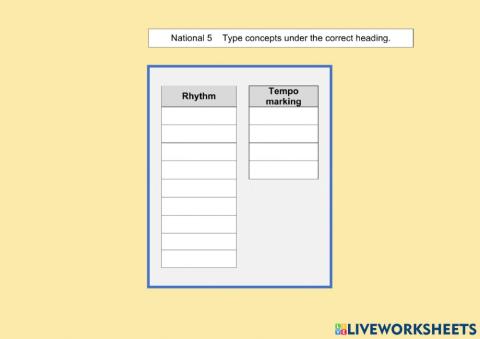 National 5 Music: Rhythm and Tempo concepts 1B