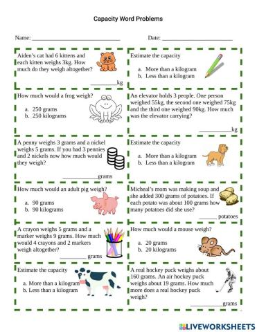 Mass Word Problems (kilogram)