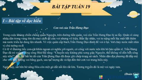 Phiếu bài tập cuối tuần (tuần 19)