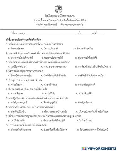 ทบทวนบุคคลสำคัญ