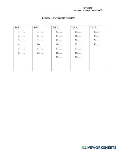 B1- Lesen  Test 2- 15 Zertifikat