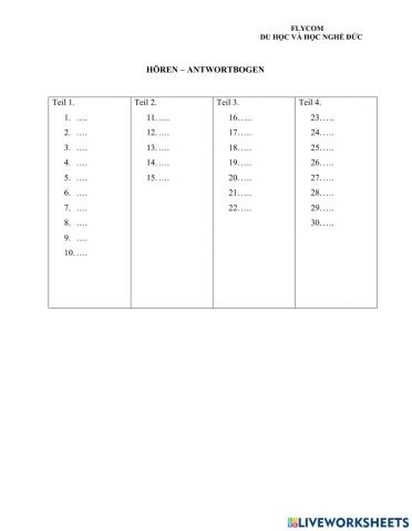 B1 - Hoeren Test 1 - 15 Zertifikat