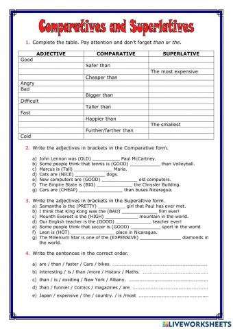 Comparative and Supperlative