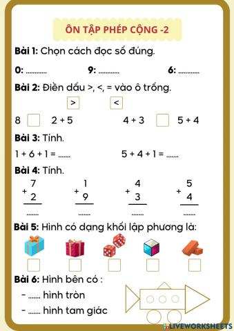 Ôn tập toán - phép cộng - 2