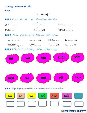 Phiếu bài tập ngày thứ sáu (3-12)