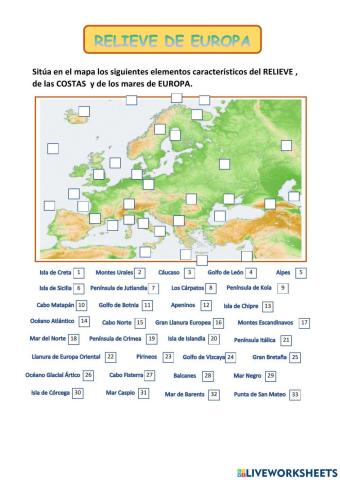 Relieve , costas y mares de europa