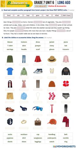 Grade 7 Unit 6 Long Ago - Clothes - Accessories (Vocabulary)