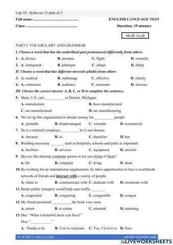 Kt15(số 3, 4)-đề b-english 10-hki-nh 21-22