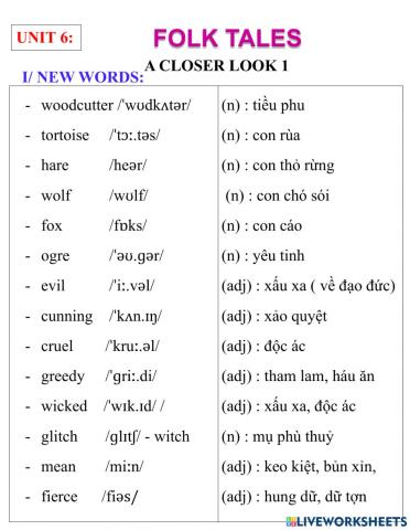 English 8- unit 6- a closer look 1