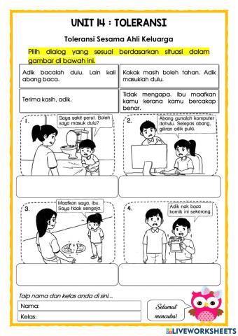 P.Moral Thn 2 : Toleransi (Mengamalkan Sikap Bertoleransi terhadap Ahli Keluarga)